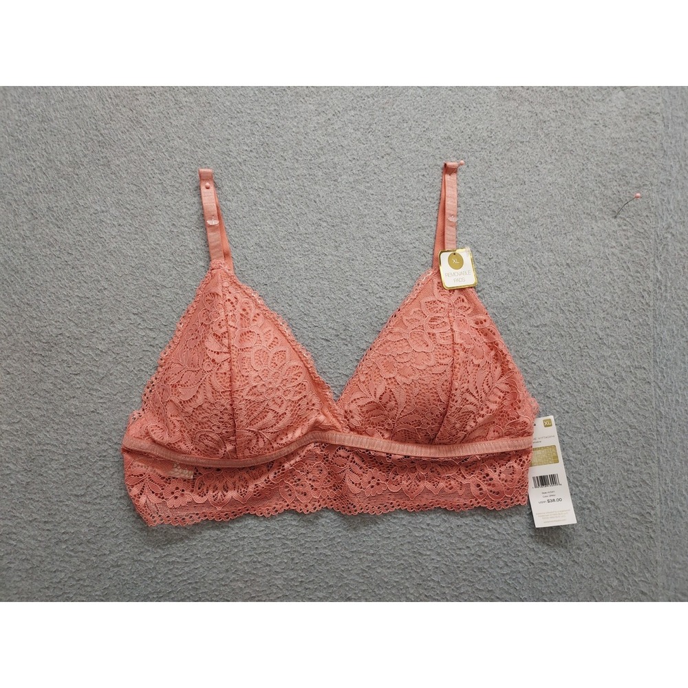 Adrienne Vittadini Women Push Up Bra XL Coral Orange Lace Padded Full Coverage